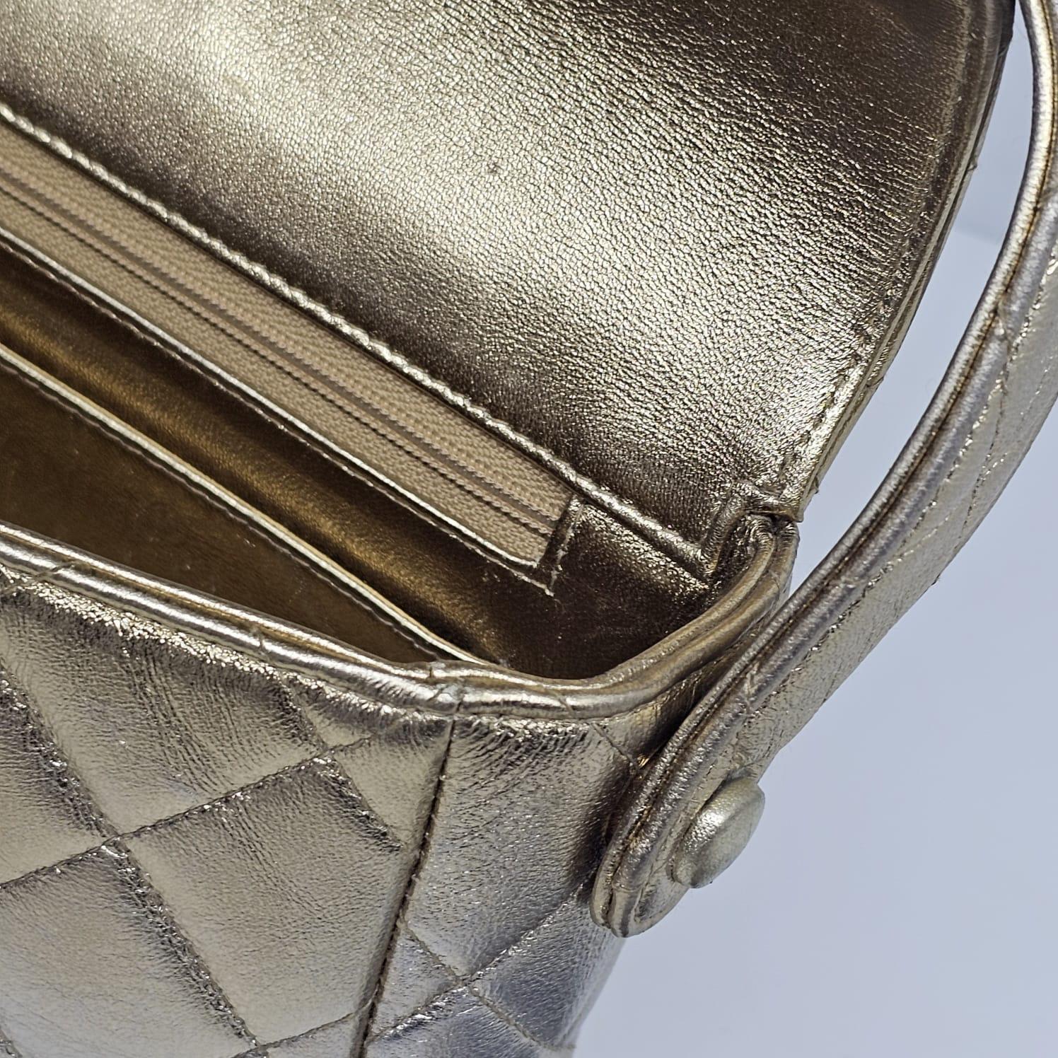 Rare Vintage 1990s Chanel Metallic Ombre Lambskin Quilted Top Handle Bag 6