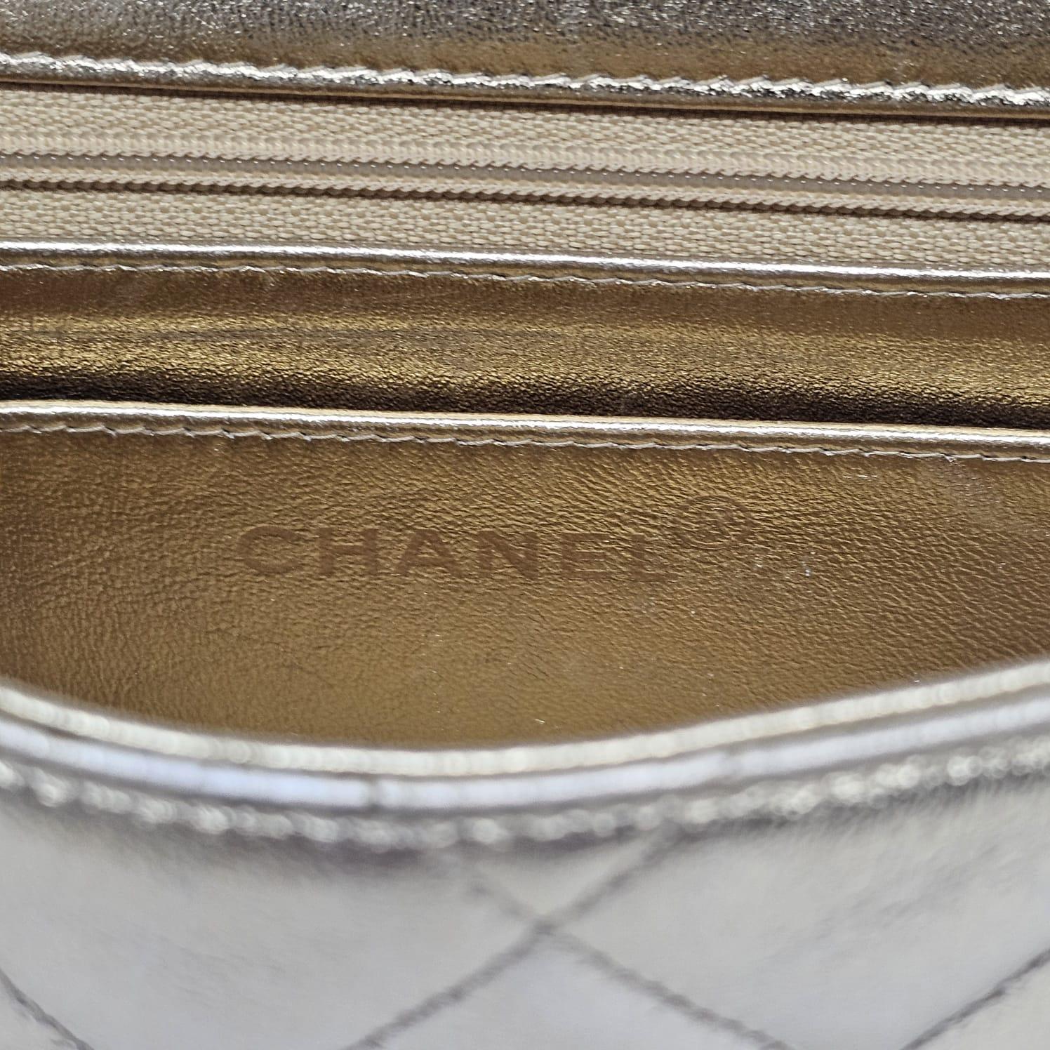 Rare Vintage 1990s Chanel Metallic Ombre Lambskin Quilted Top Handle Bag 12