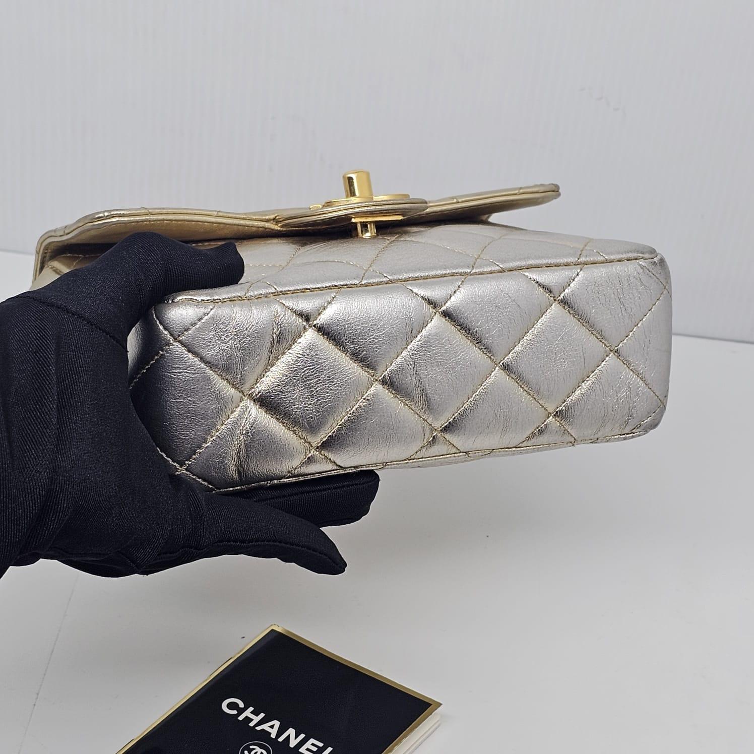 Rare Vintage 1990s Chanel Metallic Ombre Lambskin Quilted Top Handle Bag 14