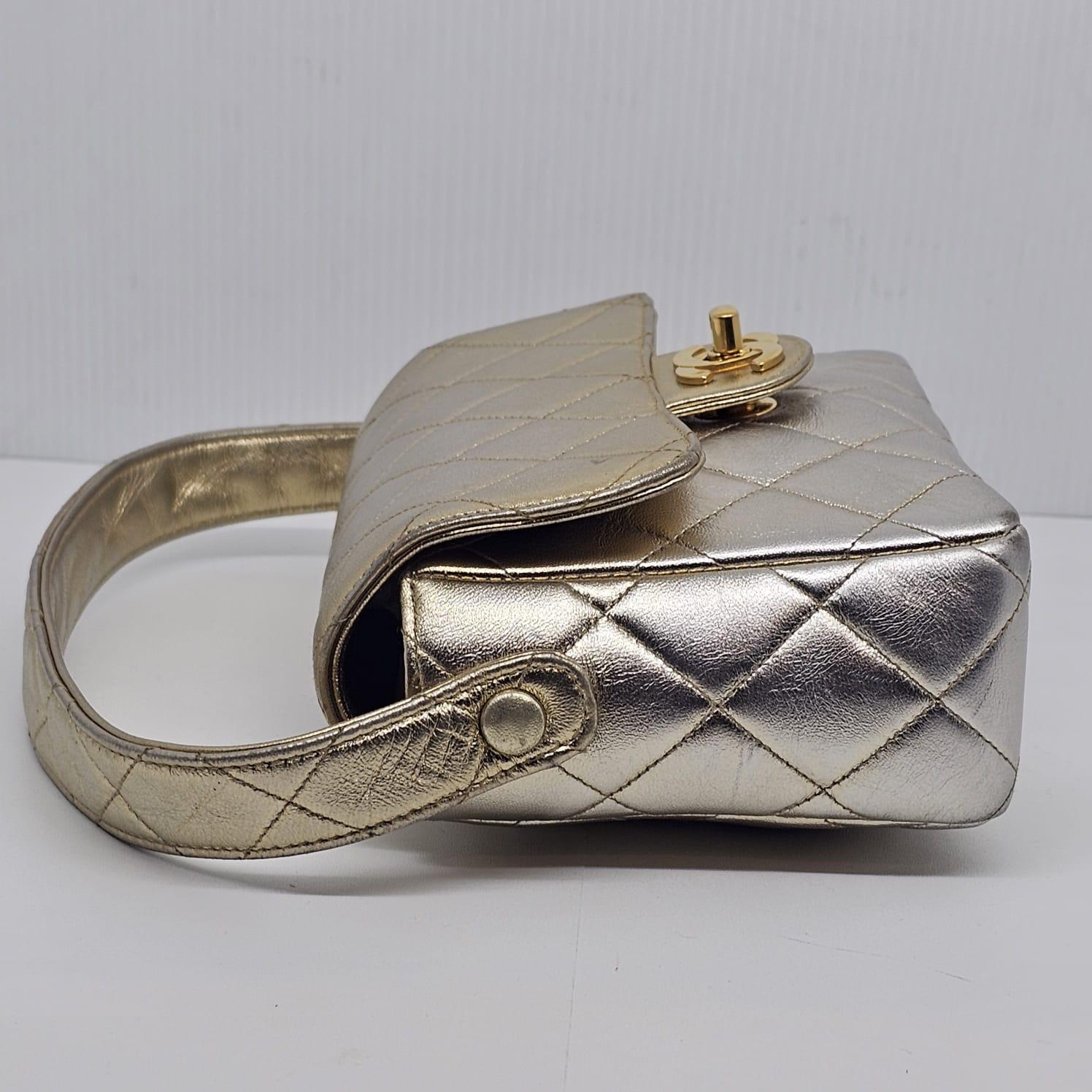 Women's Rare Vintage 1990s Chanel Metallic Ombre Lambskin Quilted Top Handle Bag