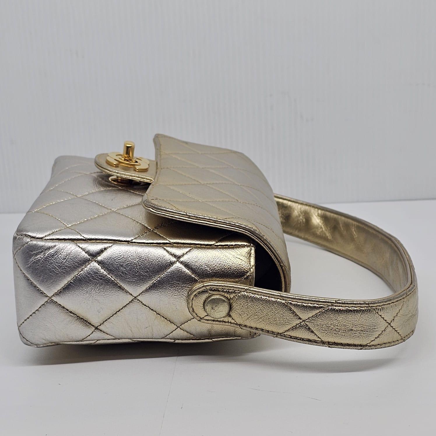 Rare Vintage 1990s Chanel Metallic Ombre Lambskin Quilted Top Handle Bag 1