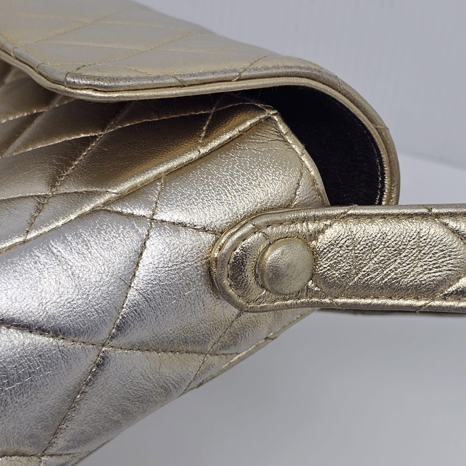 Rare Vintage 1990s Chanel Metallic Ombre Lambskin Quilted Top Handle Bag 4