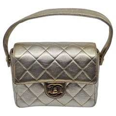 Rare Vintage 1990s Chanel Metallic Ombre Lambskin Quilted Top Handle Bag