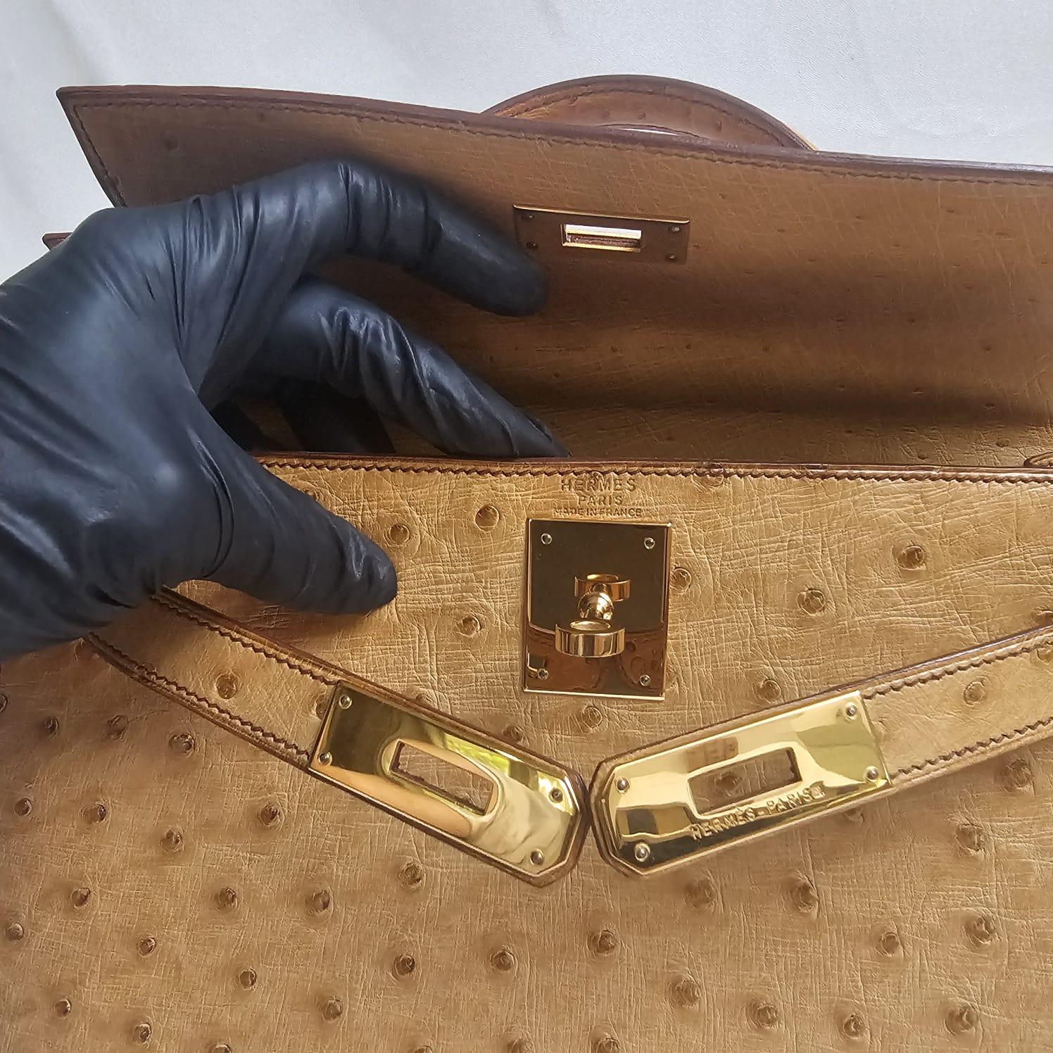 Rare Vintage 1993 Hermes Autruche Naturel Sac Kelly 28 1