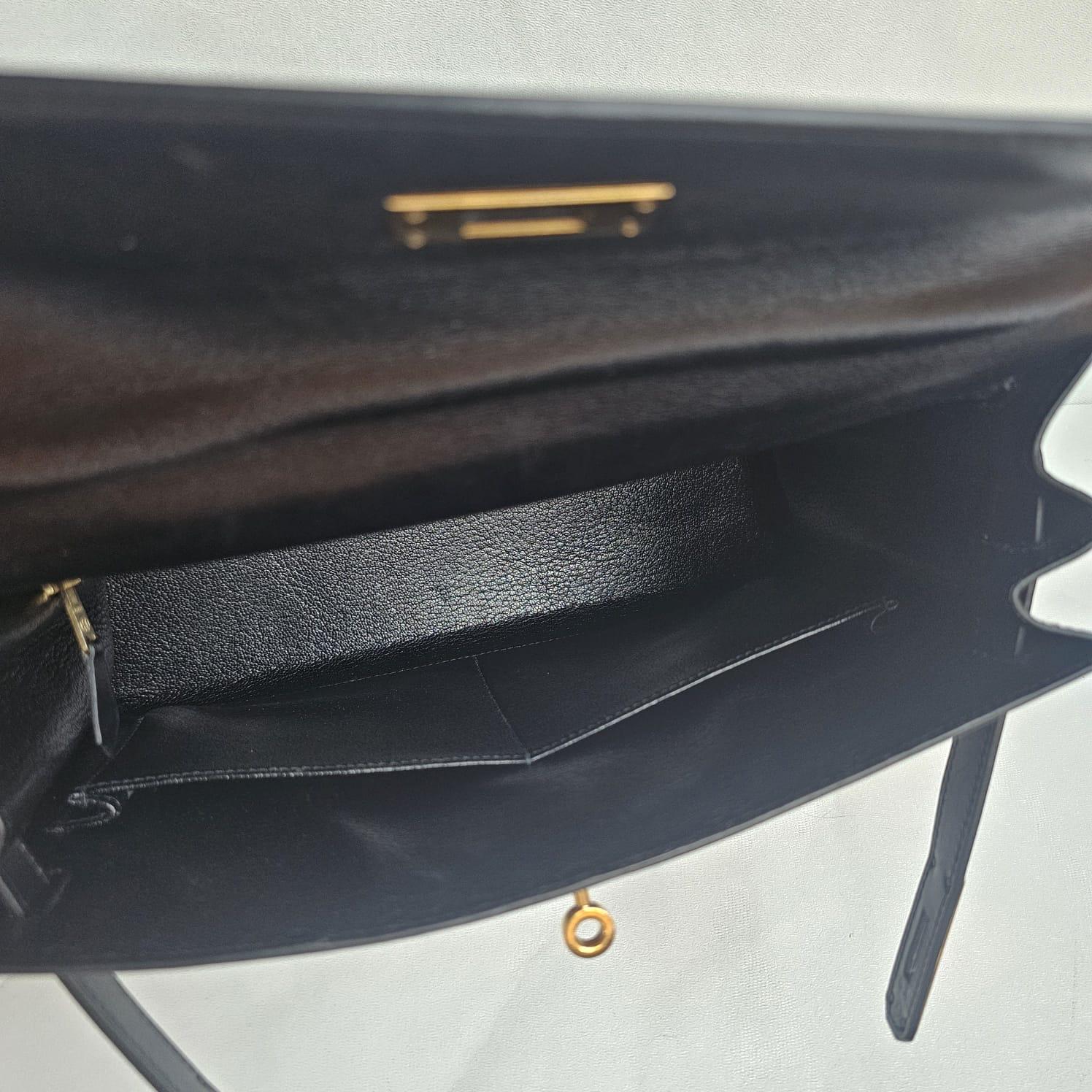 Rare Vintage 1994 Black Box Leather Kelly 28 Bag 1