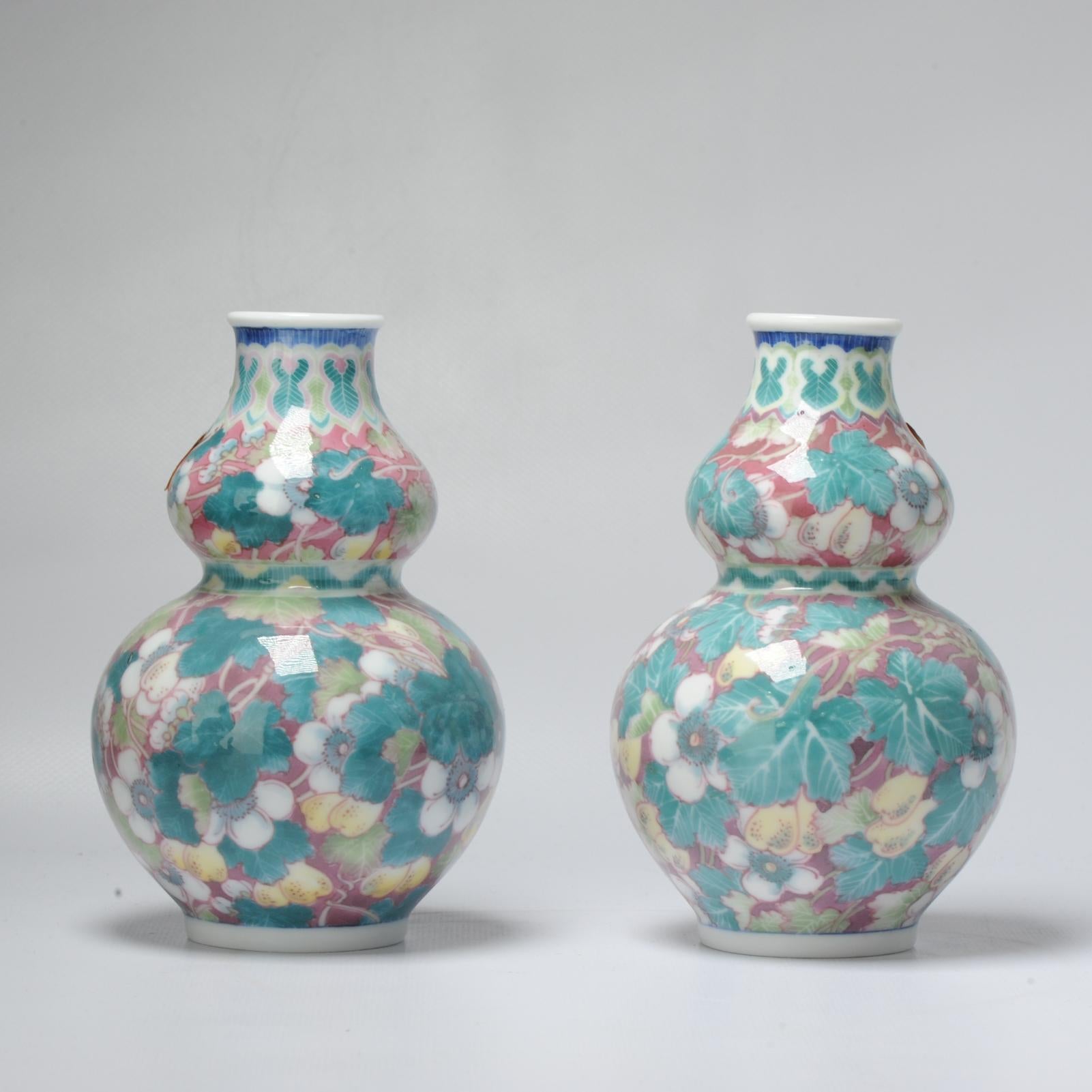 Rare Vintage 20c Chinese Porcelain Proc Lemon Vases China Underglaze For Sale 5