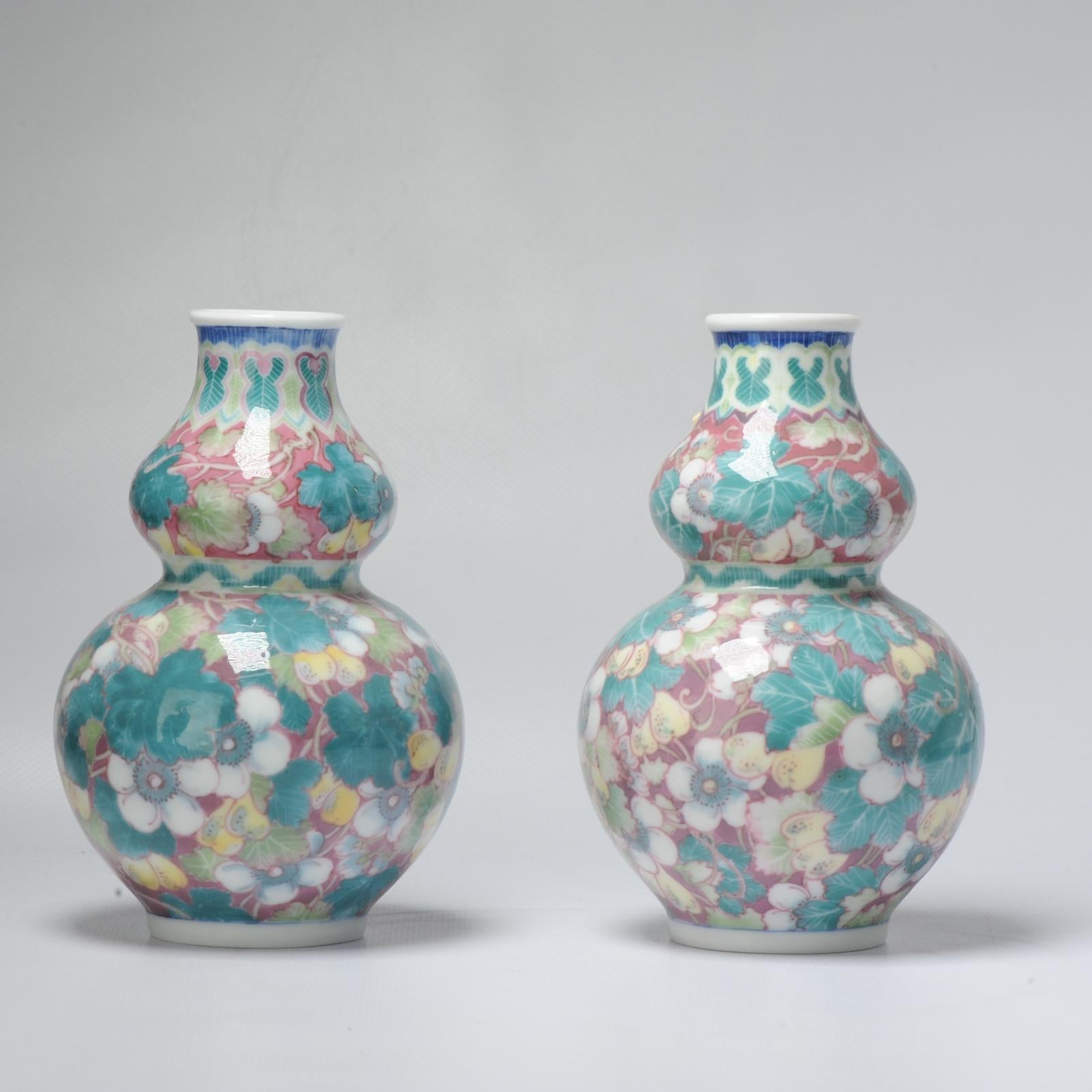 Rare Vintage 20c Chinese Porcelain Proc Lemon Vases China Underglaze For Sale 6