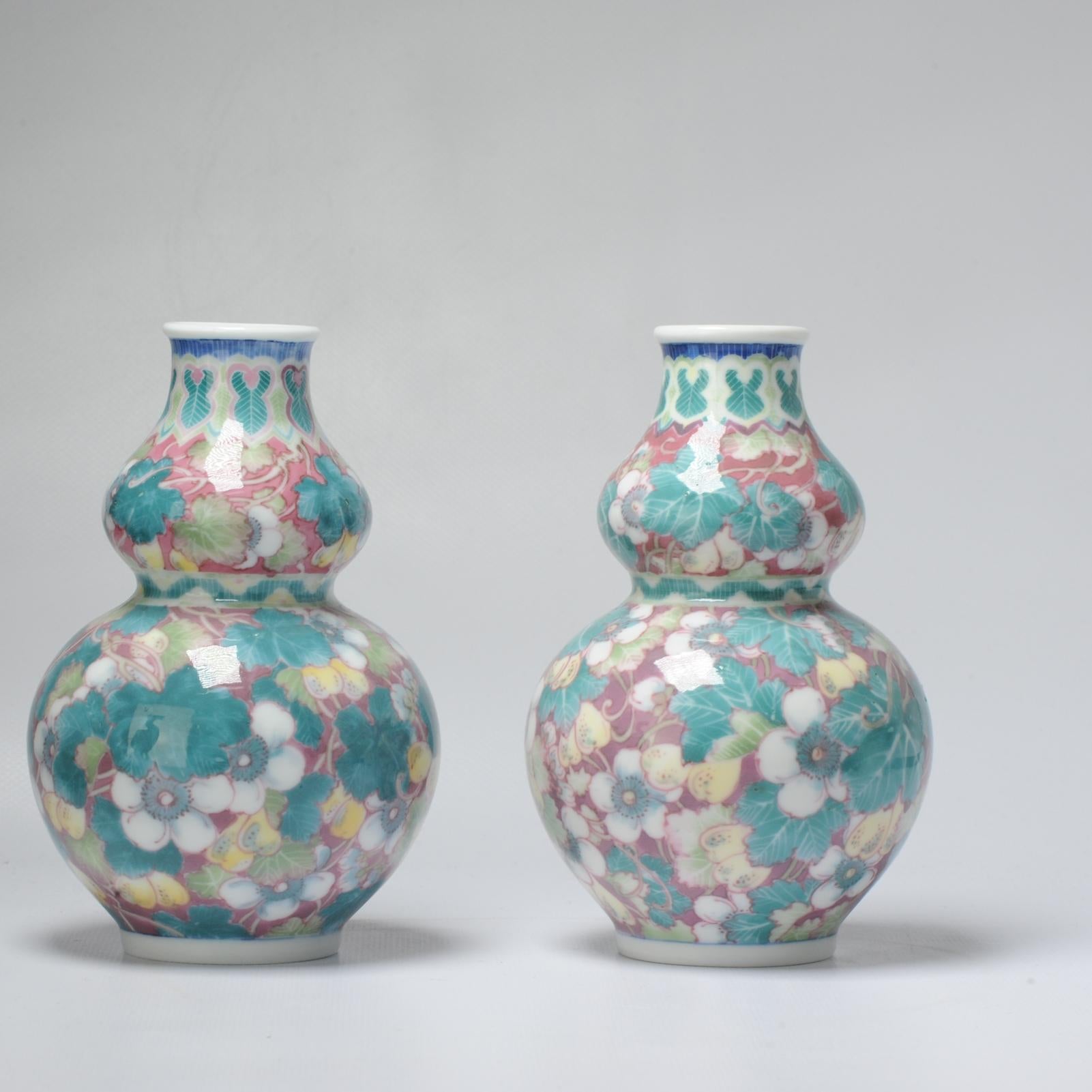 Rare Vintage 20c Chinese Porcelain Proc Lemon Vases China Underglaze In Excellent Condition For Sale In Amsterdam, Noord Holland