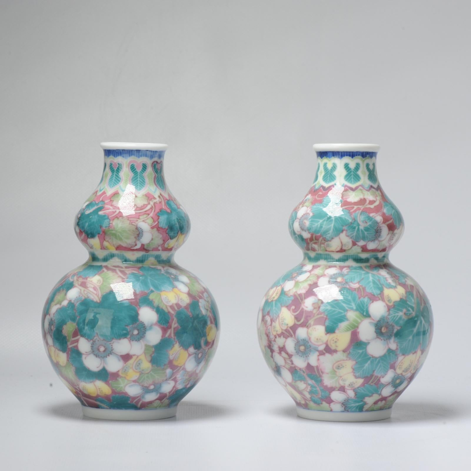 20th Century Rare Vintage 20c Chinese Porcelain Proc Lemon Vases China Underglaze For Sale