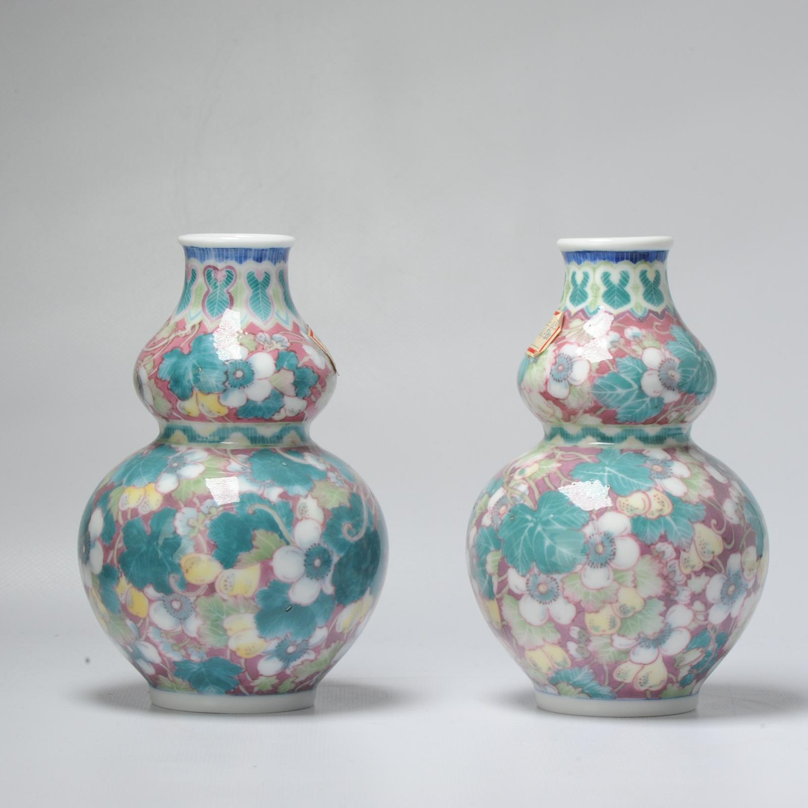 Rare Vintage 20c Chinese Porcelain Proc Lemon Vases China Underglaze For Sale 1