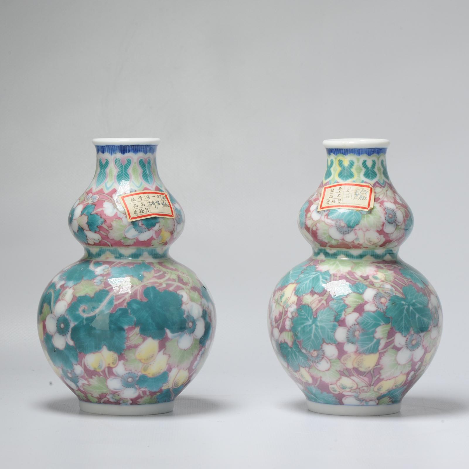 Rare Vintage 20c Chinese Porcelain Proc Lemon Vases China Underglaze For Sale 2
