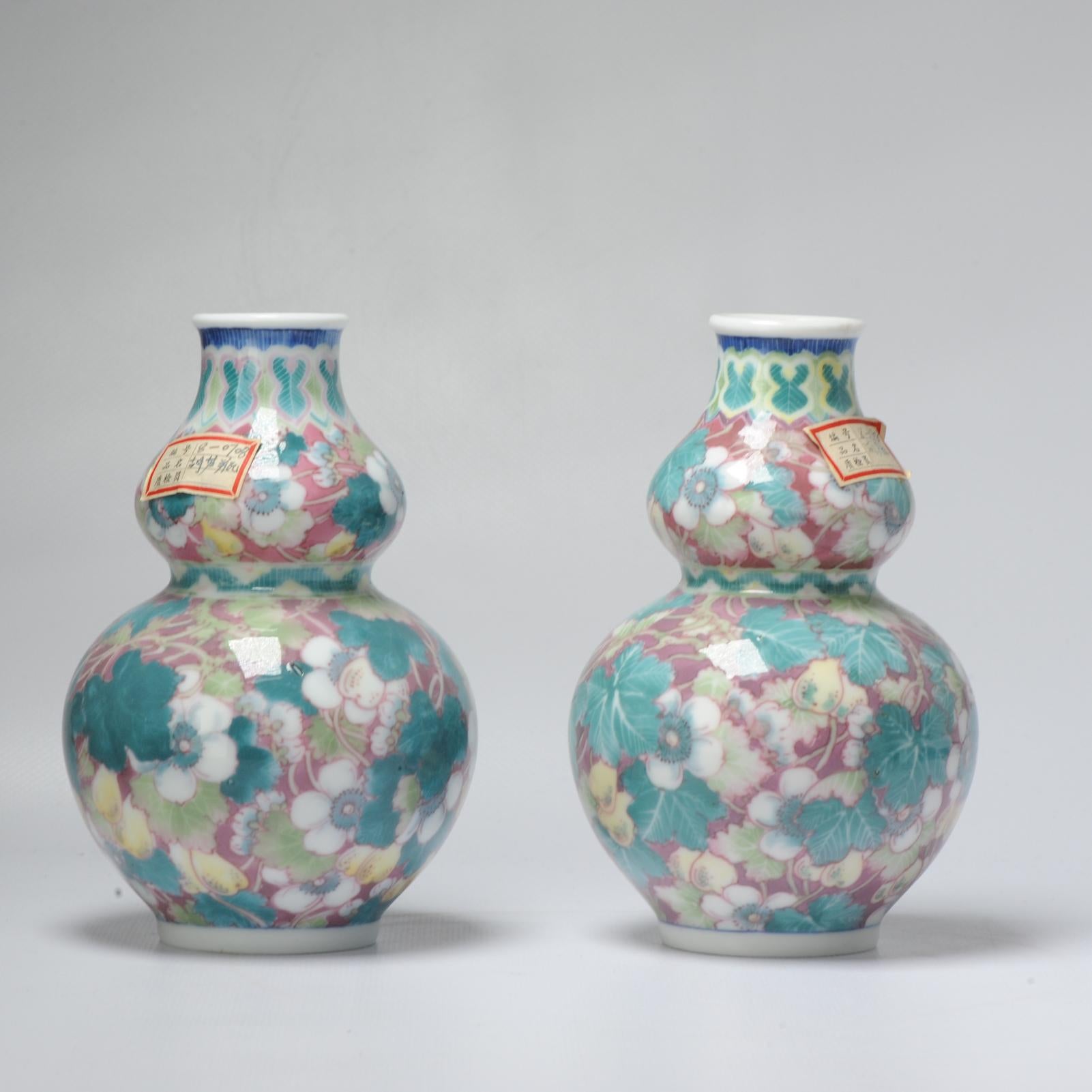 Rare Vintage 20c Chinese Porcelain Proc Lemon Vases China Underglaze For Sale 3