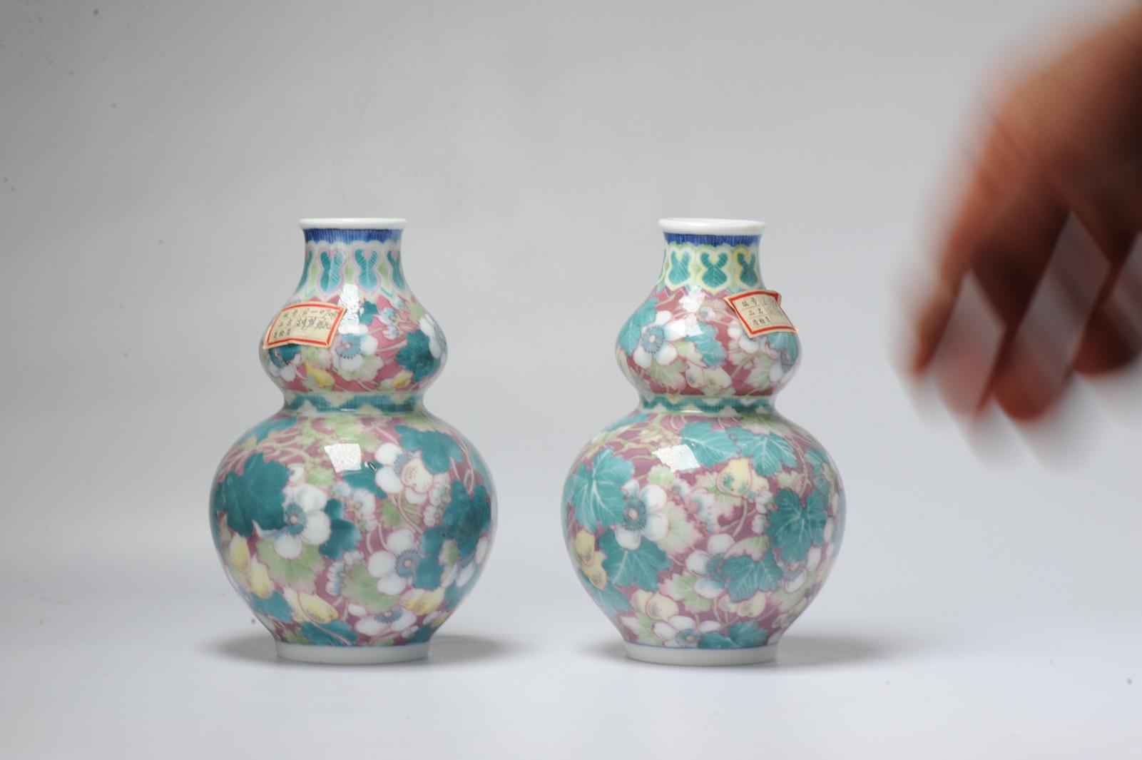 Rare Vintage 20c Chinese Porcelain Proc Lemon Vases China Underglaze For Sale 4