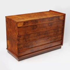 Rare Vintage 30's Art Moderne Burled Olive Wood Console Dresser by Renzo Rutili