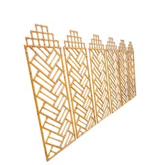 Rare Vintage 6 Screen Panels Room Divider Bamboo Chinoiserie Boho Chic Coastal