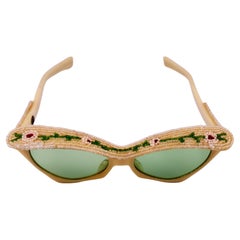 Raro Vintage A.A Sutain, perline con occhi di gatto del 1950