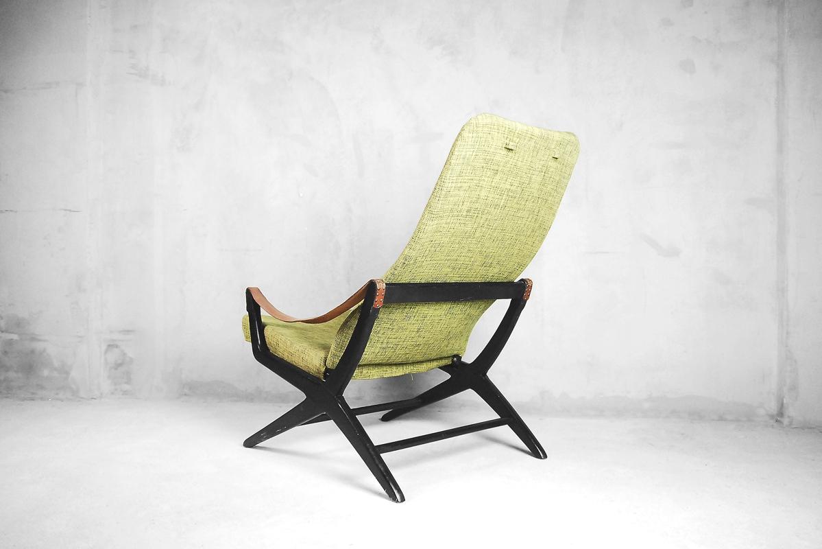 Leather Rare Vintage Adjustable Joker Easy Chair by Bengt Ruda for Ikea, Sweden, 1950s For Sale