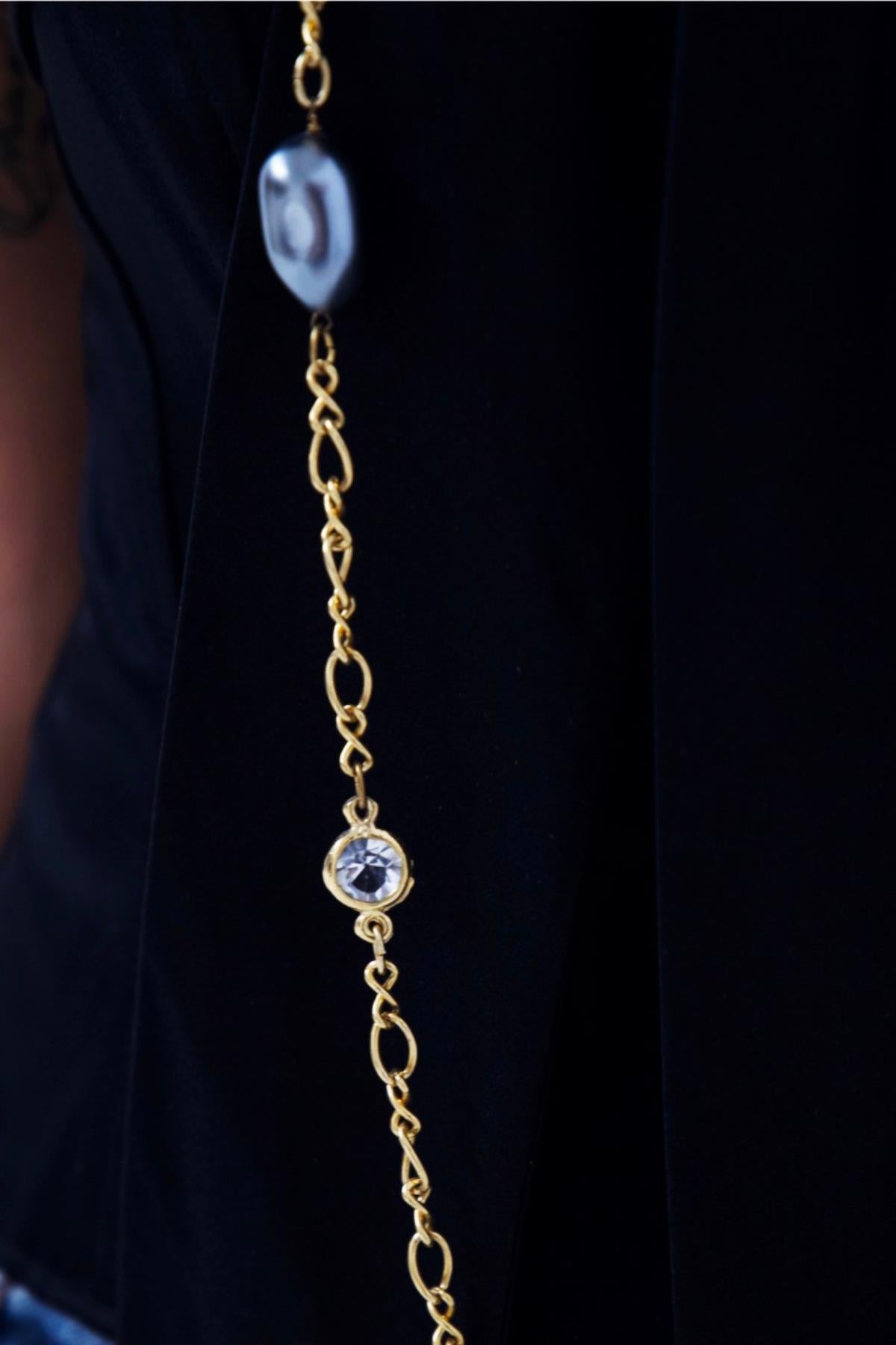 Women's Rare Vintage Adjustable Long Necklace w Stones