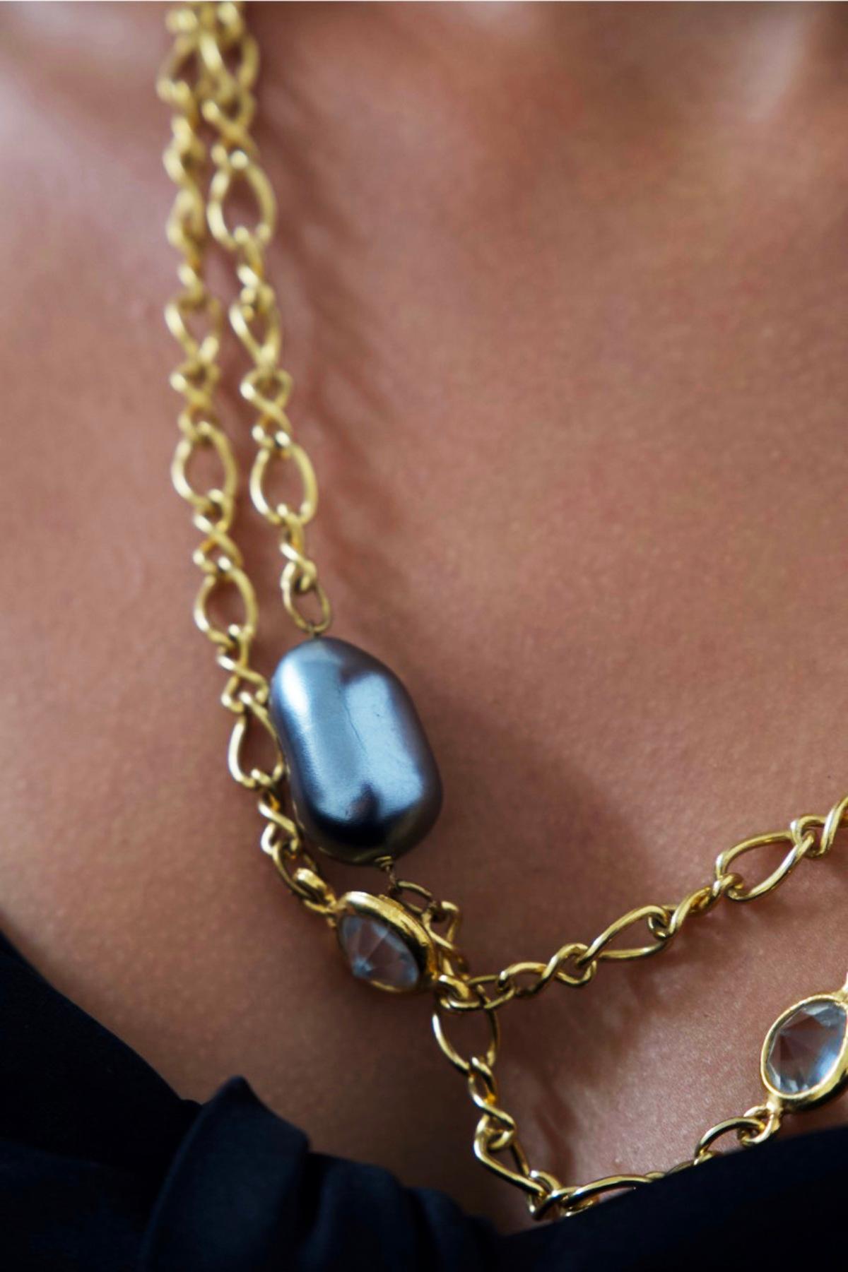 Rare Vintage Adjustable Long Necklace w Stones 4