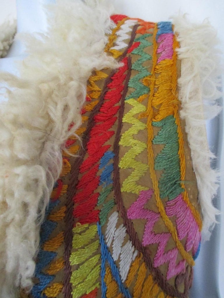 Rare Vintage Afghan Shearling Fur embroidered Vest For Sale at 1stDibs | afghan  coat, afghan vest, embroidered shearling afghan coat
