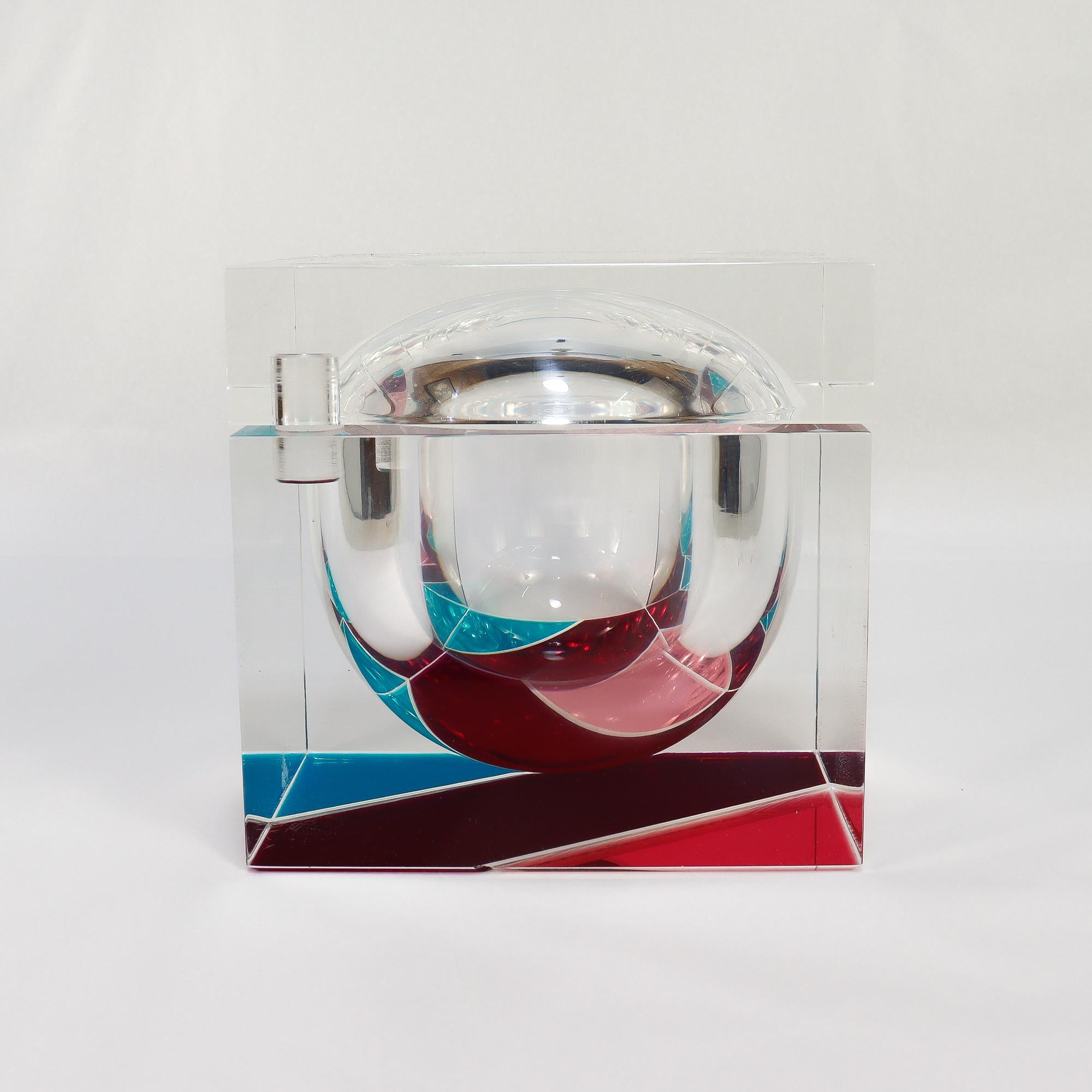 Seltene Vintage Alessandro Albrizzi Polychrome gefärbt Lucite Eiskübel im Angebot 4