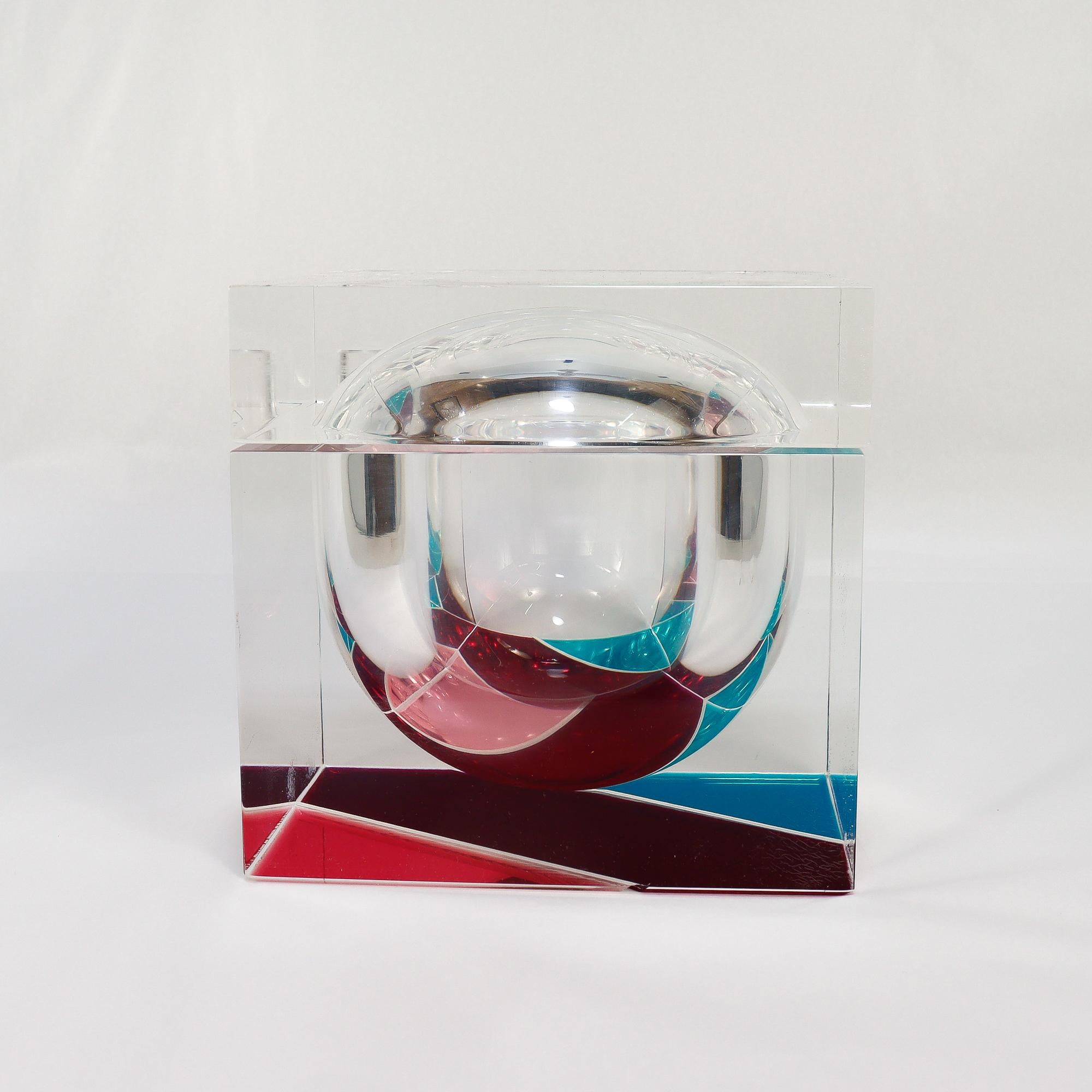 Seltene Vintage Alessandro Albrizzi Polychrome gefärbt Lucite Eiskübel im Angebot 5