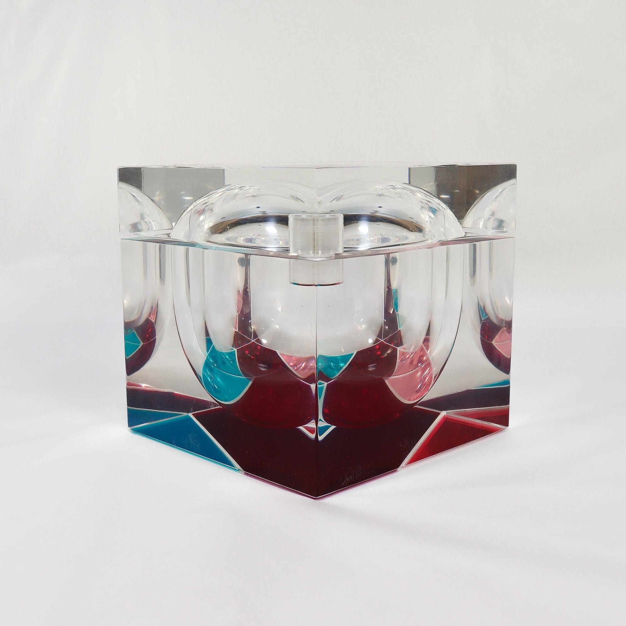 Seltene Vintage Alessandro Albrizzi Polychrome gefärbt Lucite Eiskübel im Angebot 6