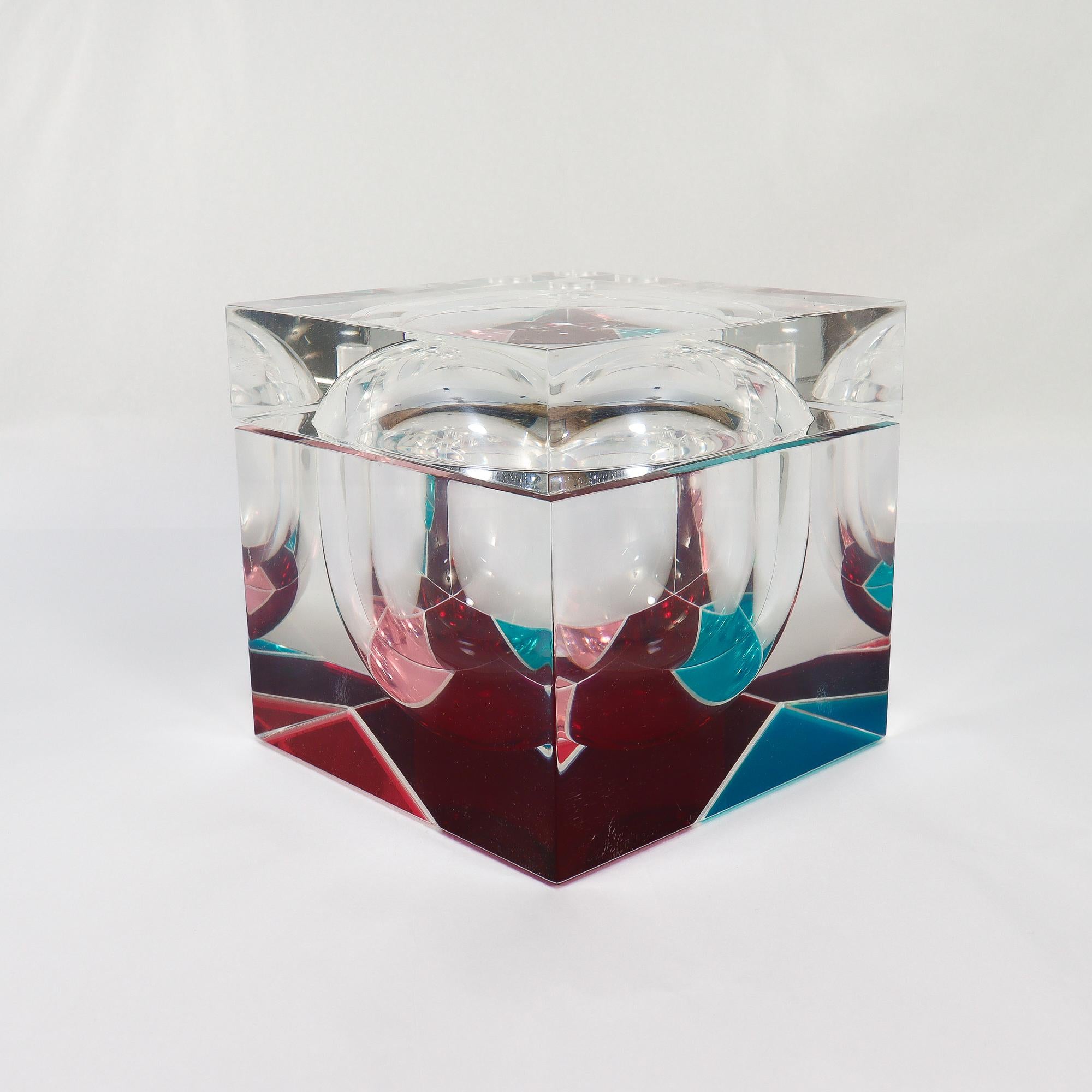 Seltene Vintage Alessandro Albrizzi Polychrome gefärbt Lucite Eiskübel im Angebot 7