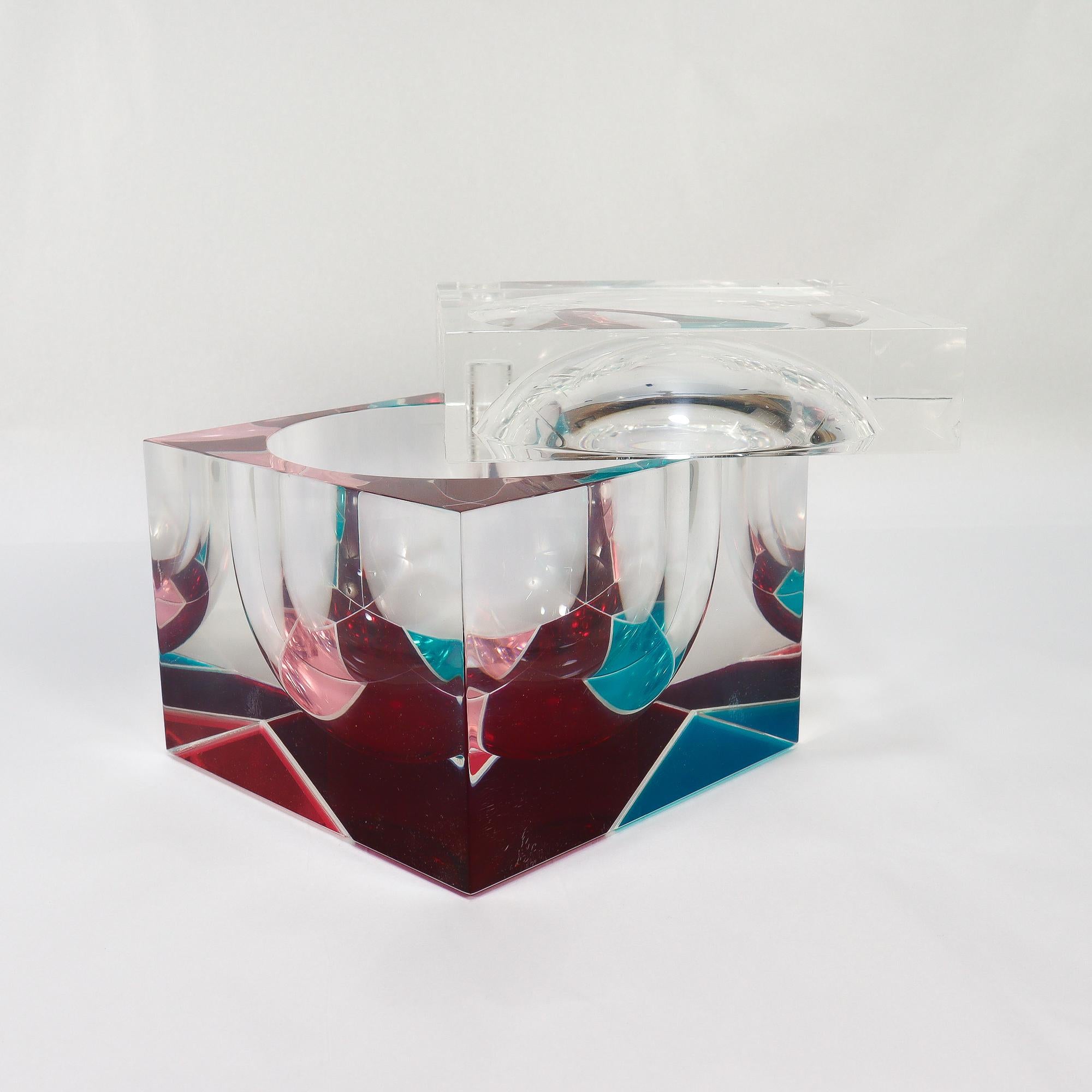 Seltene Vintage Alessandro Albrizzi Polychrome gefärbt Lucite Eiskübel im Angebot 8