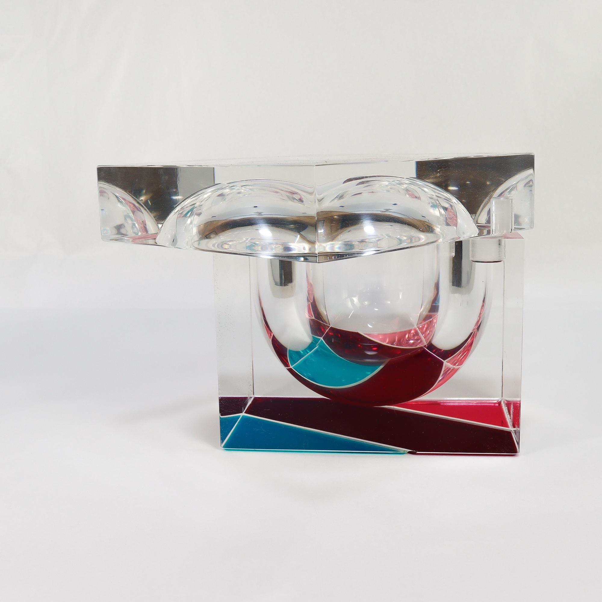 Seltene Vintage Alessandro Albrizzi Polychrome gefärbt Lucite Eiskübel im Angebot 9