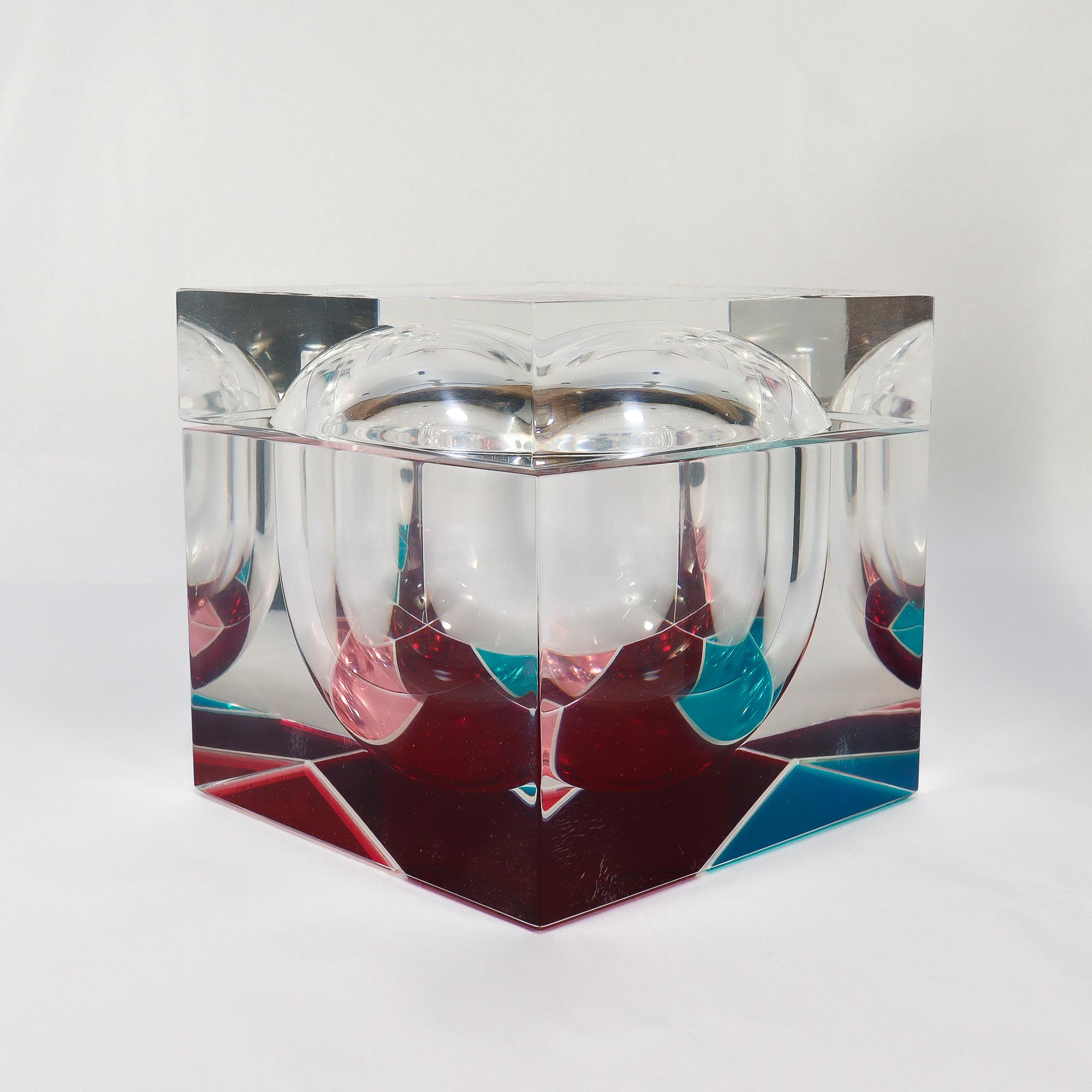 Seltene Vintage Alessandro Albrizzi Polychrome gefärbt Lucite Eiskübel (Moderne) im Angebot
