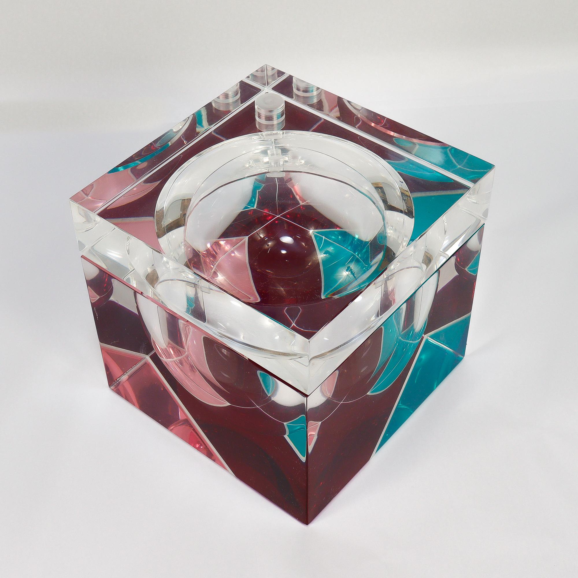 Seltene Vintage Alessandro Albrizzi Polychrome gefärbt Lucite Eiskübel (Unbekannt) im Angebot