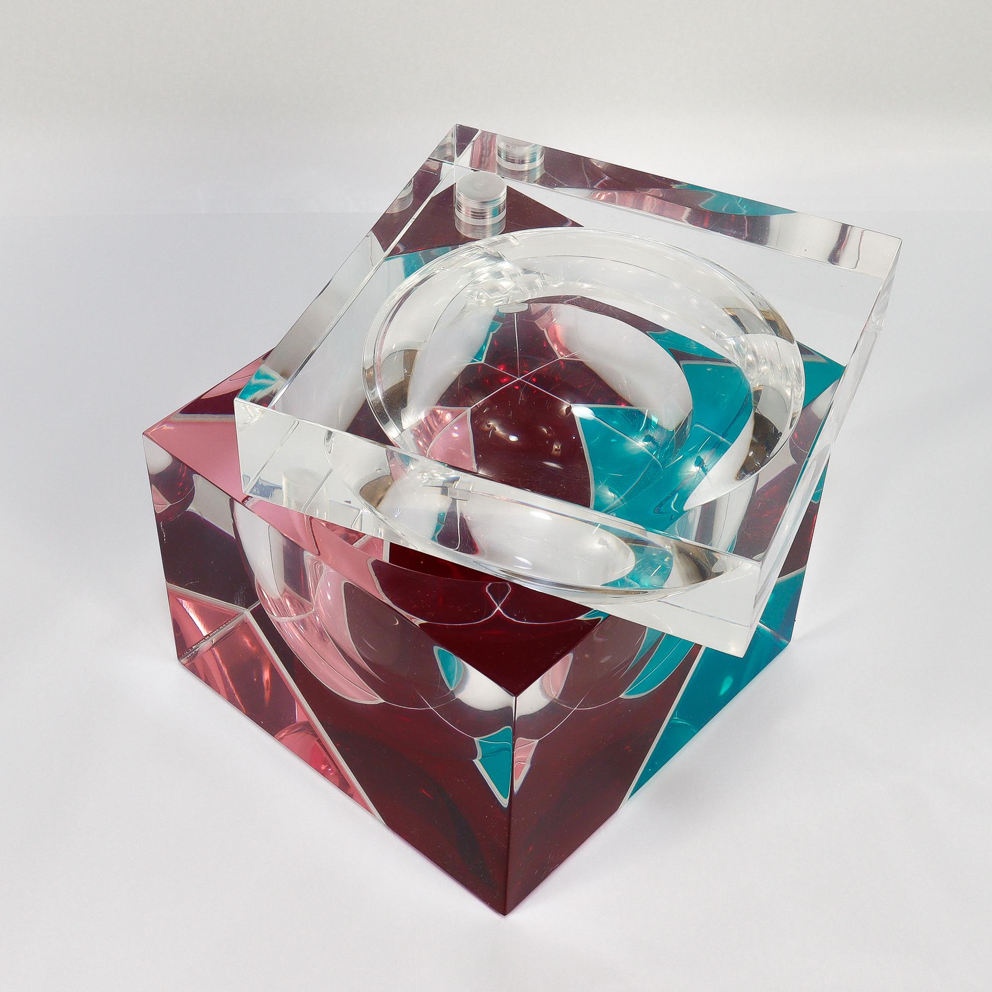 Seltene Vintage Alessandro Albrizzi Polychrome gefärbt Lucite Eiskübel im Zustand „Gut“ im Angebot in Philadelphia, PA