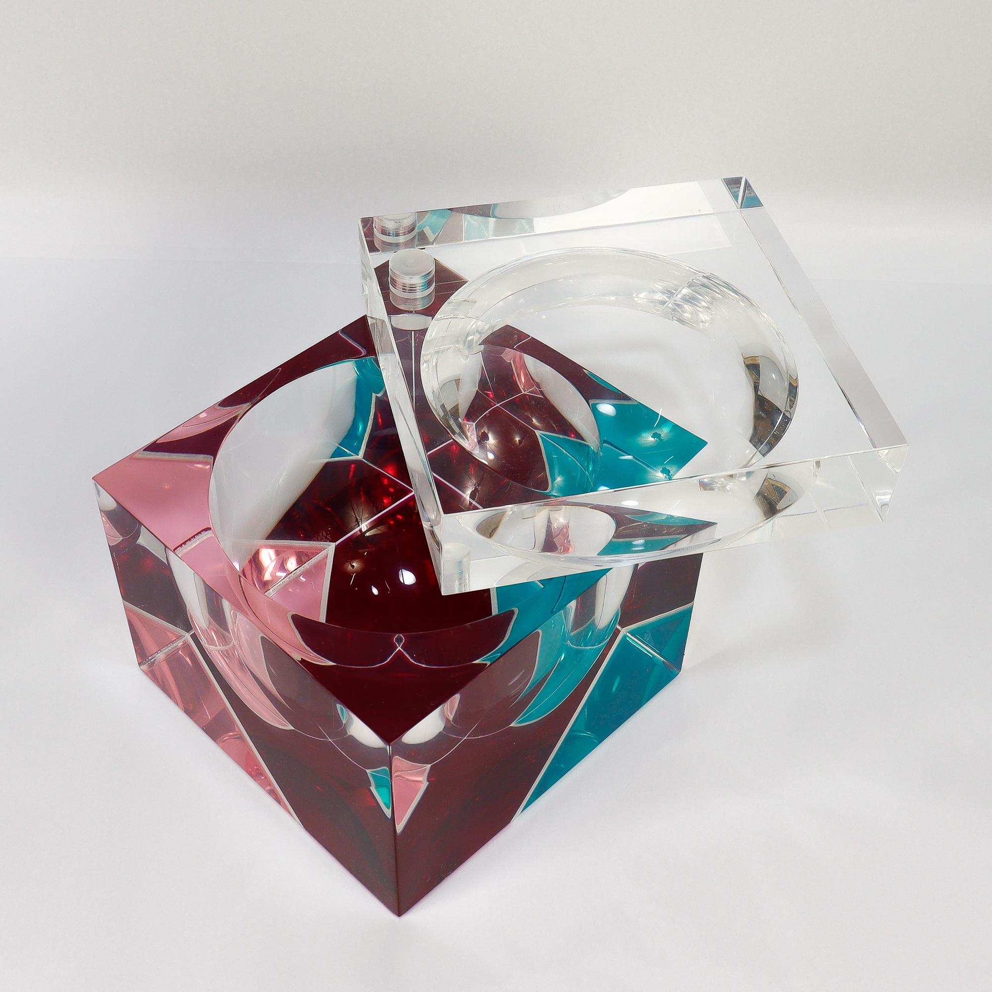 Seltene Vintage Alessandro Albrizzi Polychrome gefärbt Lucite Eiskübel (20. Jahrhundert) im Angebot