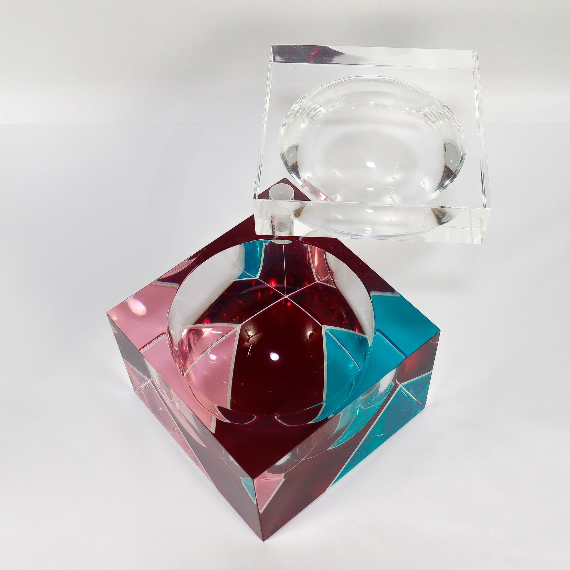 Seltene Vintage Alessandro Albrizzi Polychrome gefärbt Lucite Eiskübel im Angebot 1