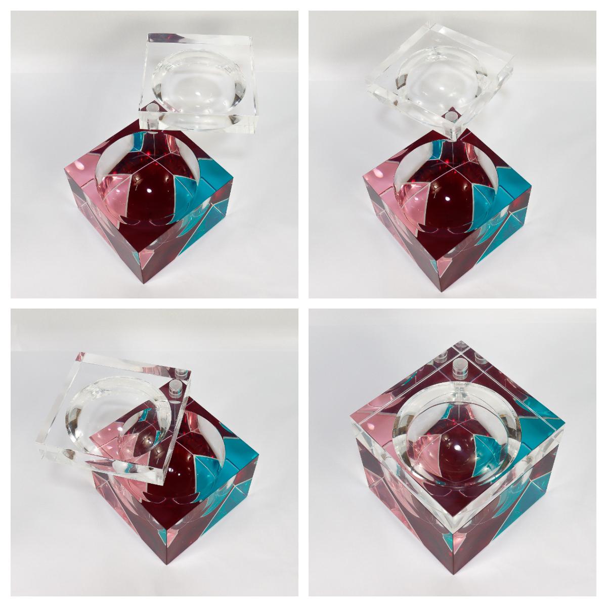 Seltene Vintage Alessandro Albrizzi Polychrome gefärbt Lucite Eiskübel im Angebot 2