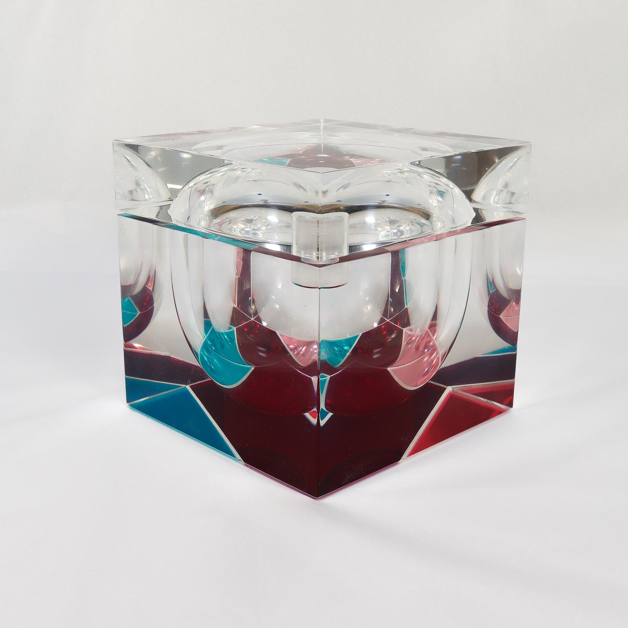 Seltene Vintage Alessandro Albrizzi Polychrome gefärbt Lucite Eiskübel im Angebot 3