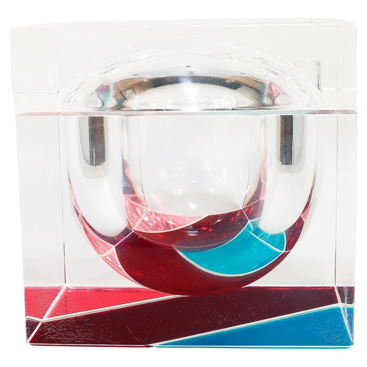 Seltene Vintage Alessandro Albrizzi Polychrome gefärbt Lucite Eiskübel im Angebot