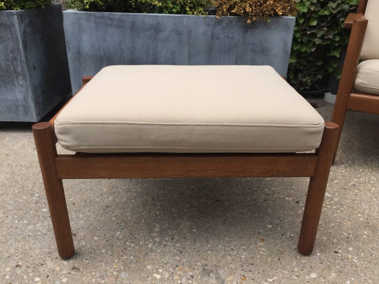 Rare Vintage Arne Norell Teak Armchair and Ottoman with Leather Straps For Sale at 1stDibs