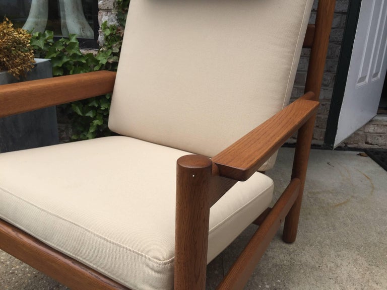 Rare Vintage Arne Norell Teak Armchair and Ottoman with Leather Straps For Sale at 1stDibs