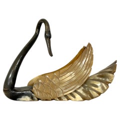 Rare Vintage Art Nouveau Horn Swan Sculpture from 20s