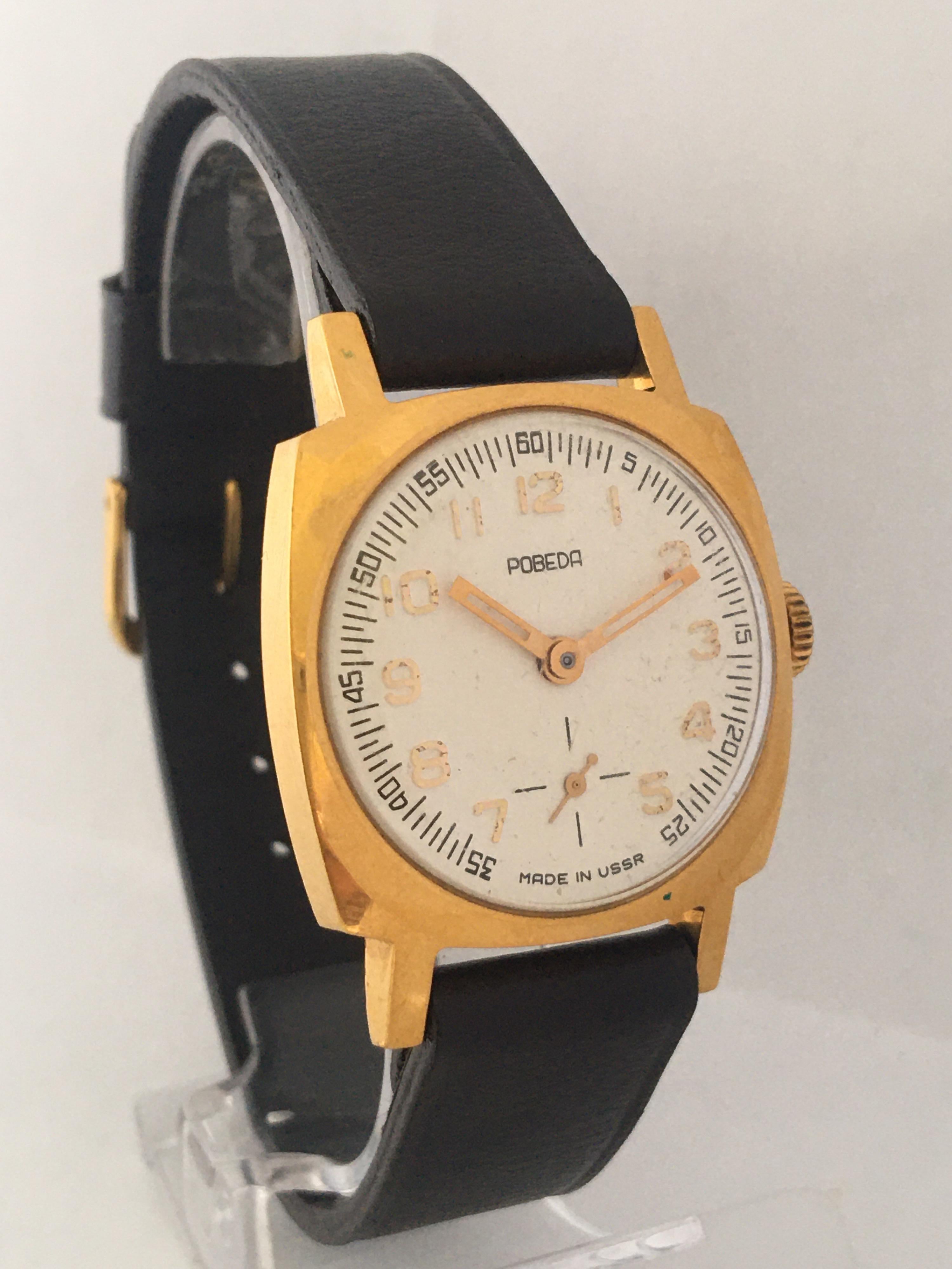 Seltene Vintage AU10 Vergoldete Quadratische Russische Mechanische Uhr 5
