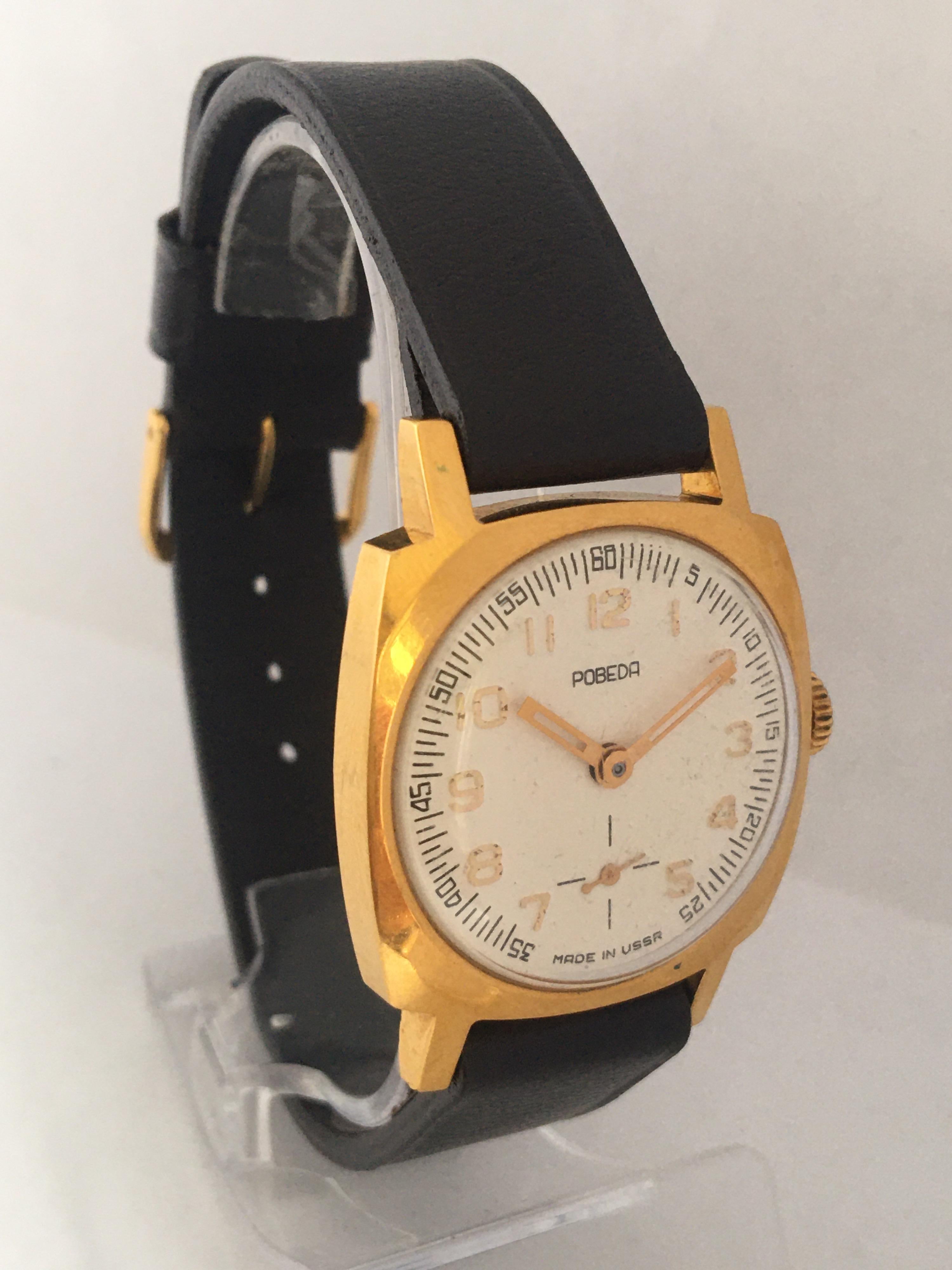 Seltene Vintage AU10 Vergoldete Quadratische Russische Mechanische Uhr 2