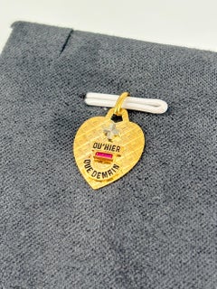 Rare Vintage Augis 18-Karat Two-Tone Gold Heart Love Token Medal Guilloche
