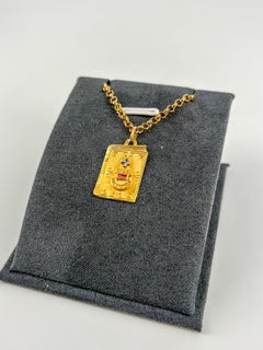 Rare Vintage Augis 18k Gold "Love Book" Poem Pendant Ruby French Treasure