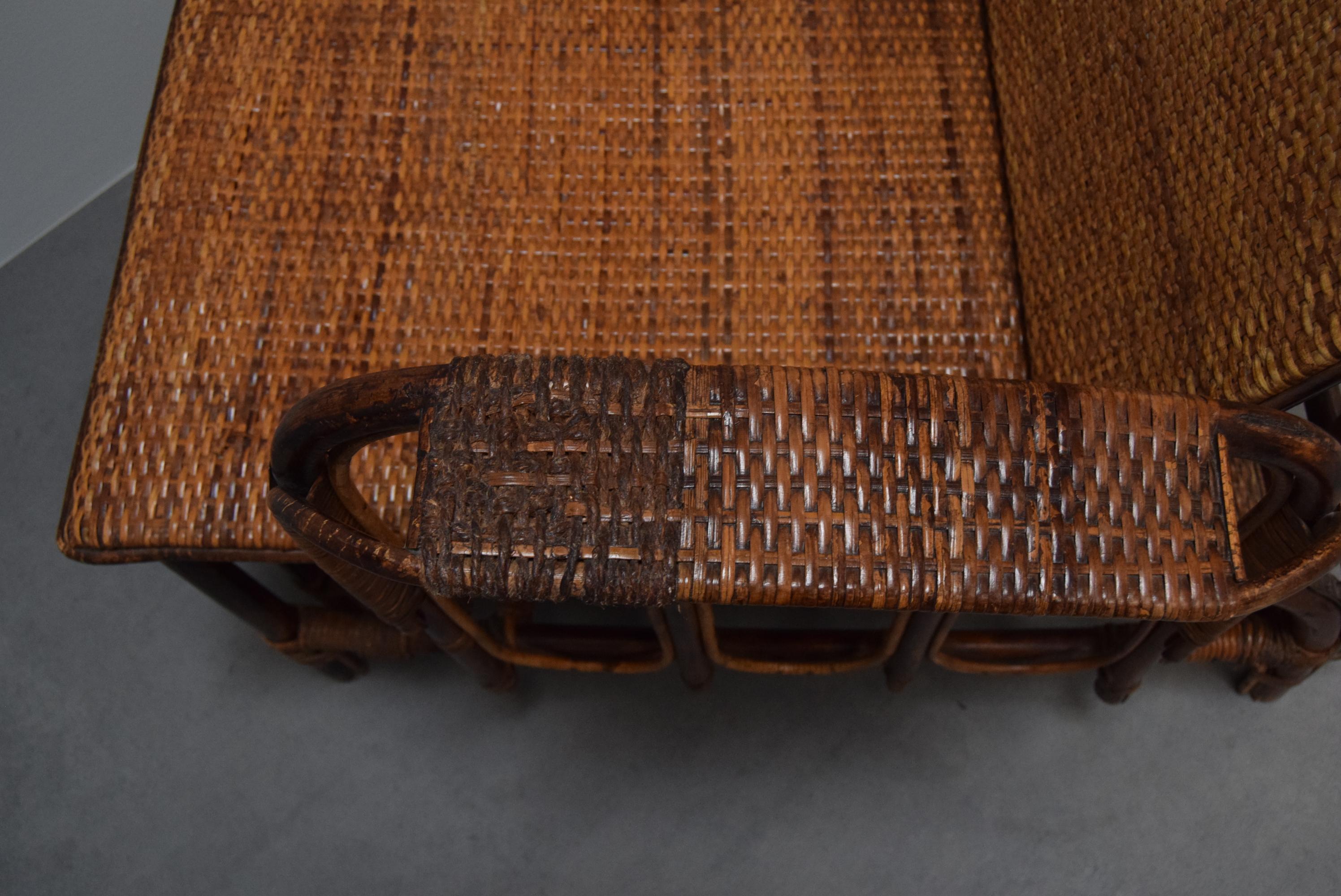 Rare Vintage Bauhaus Rattan & Bamboo Chair with Ottoman by Erich Dieckmann, 1930 For Sale 6