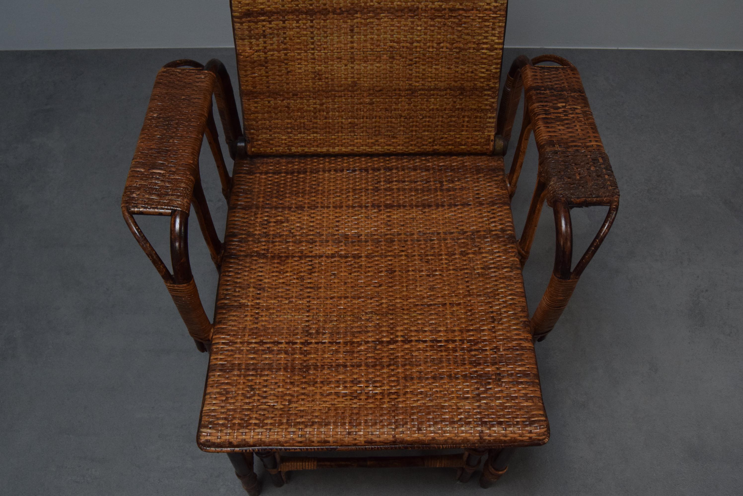 Rare Vintage Bauhaus Rattan & Bamboo Chair with Ottoman by Erich Dieckmann, 1930 For Sale 7