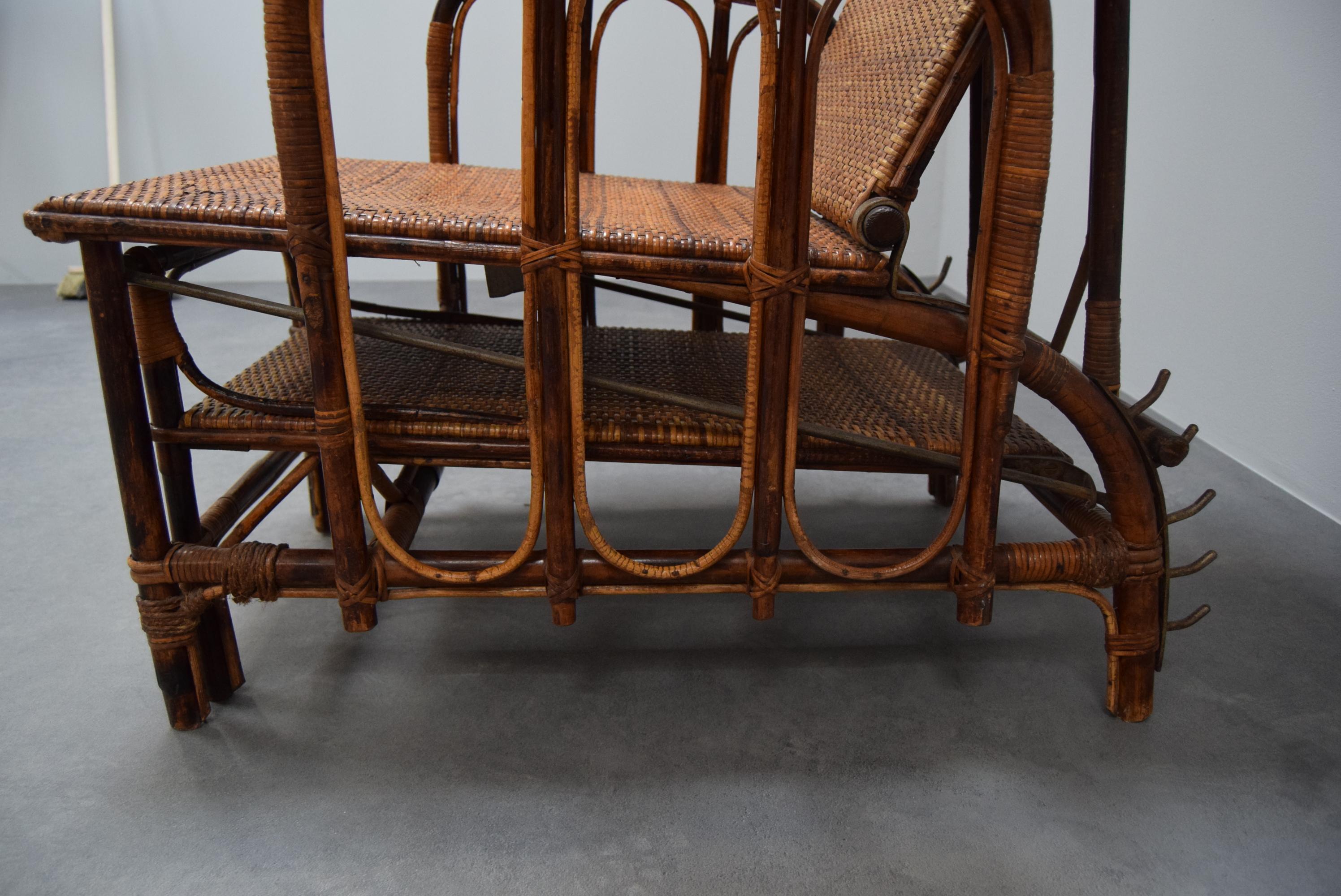 Rare Vintage Bauhaus Rattan & Bamboo Chair with Ottoman by Erich Dieckmann, 1930 For Sale 10