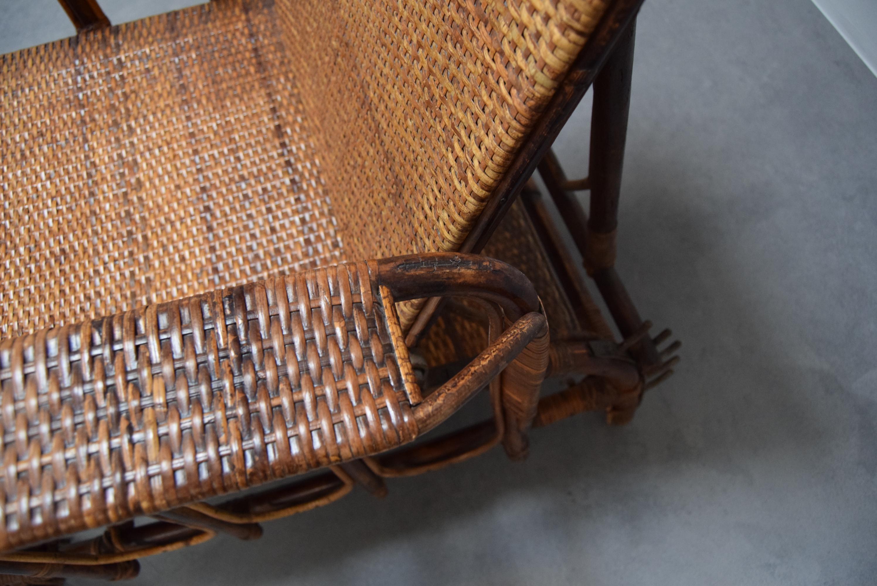 Rare Vintage Bauhaus Rattan & Bamboo Chair with Ottoman by Erich Dieckmann, 1930 For Sale 12