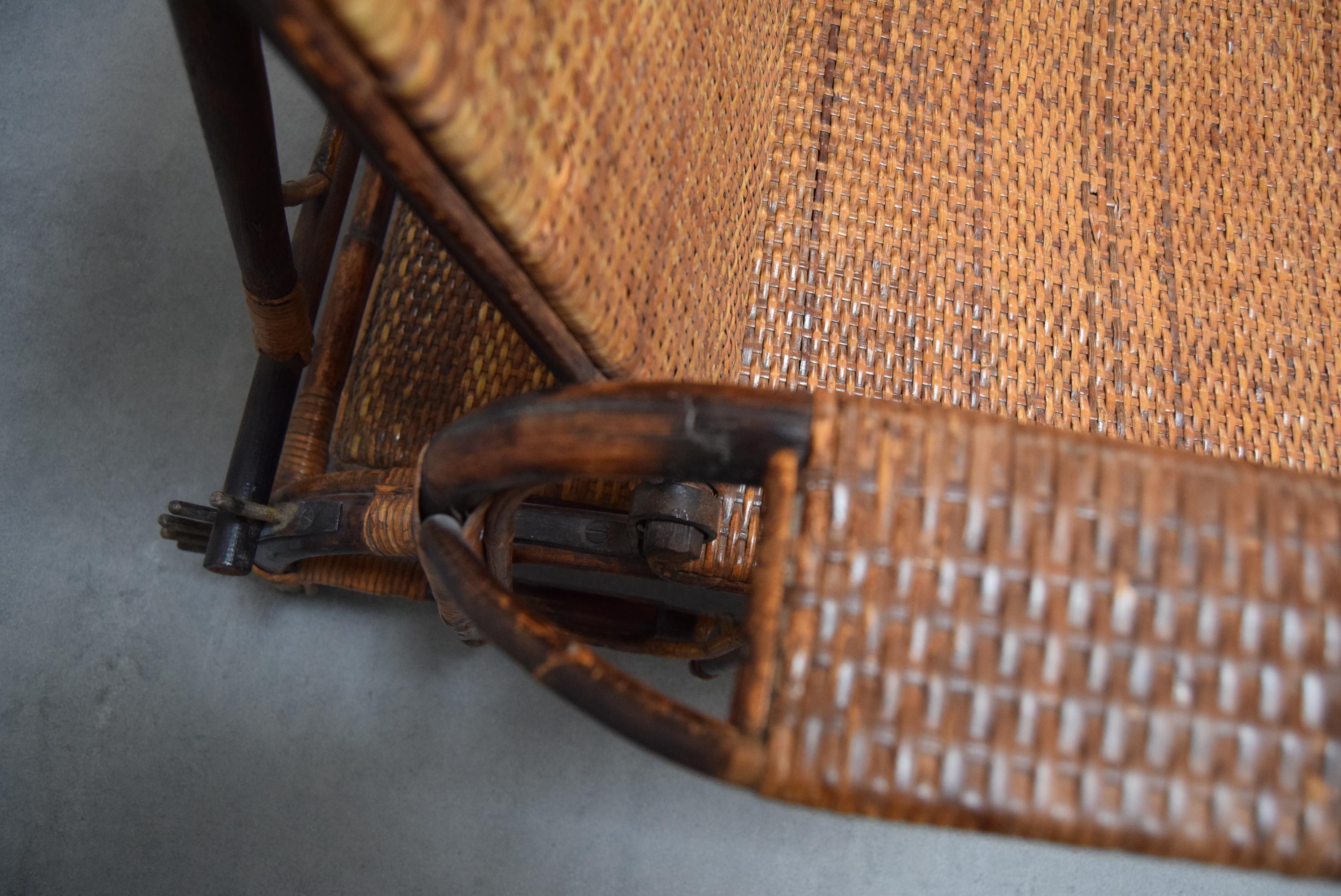 Rare Vintage Bauhaus Rattan & Bamboo Chair with Ottoman by Erich Dieckmann, 1930 For Sale 13
